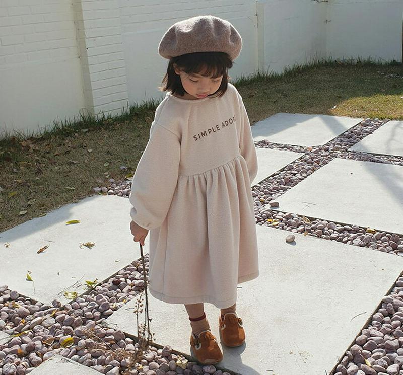 シンプルロゴソフトワンピース(junior)・u09727 キッズ【9~17才】【ops】【ワンピース ロング ロングワンピース 長袖 ロゴ カジュアル シンプル ソフト 女の子 秋 冬 韓国 韓国子供服 子供 こども 子供服 こども服】【KIDS】