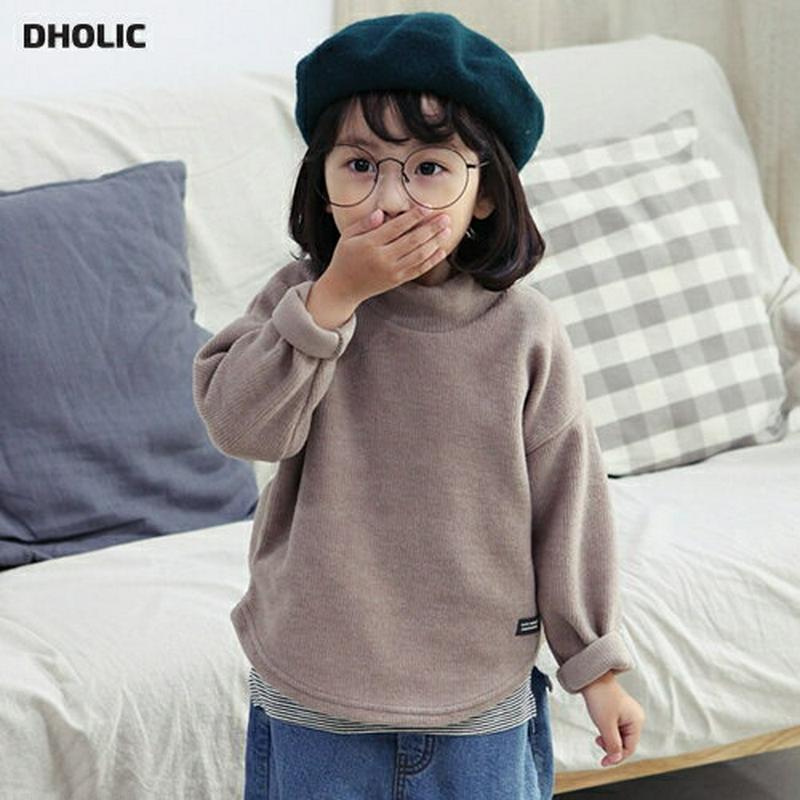 起毛ハーフネックTシャツ・p009917 キッズ【3~8才】【tops】【トップス Tシャツ 長袖 単色 無地 シンプル ハーフネック 起毛 カジュアル ラフ 女の子 男の子 秋 冬 韓国 韓国子供服 子供 こども 子供服 こども服】【KIDS】