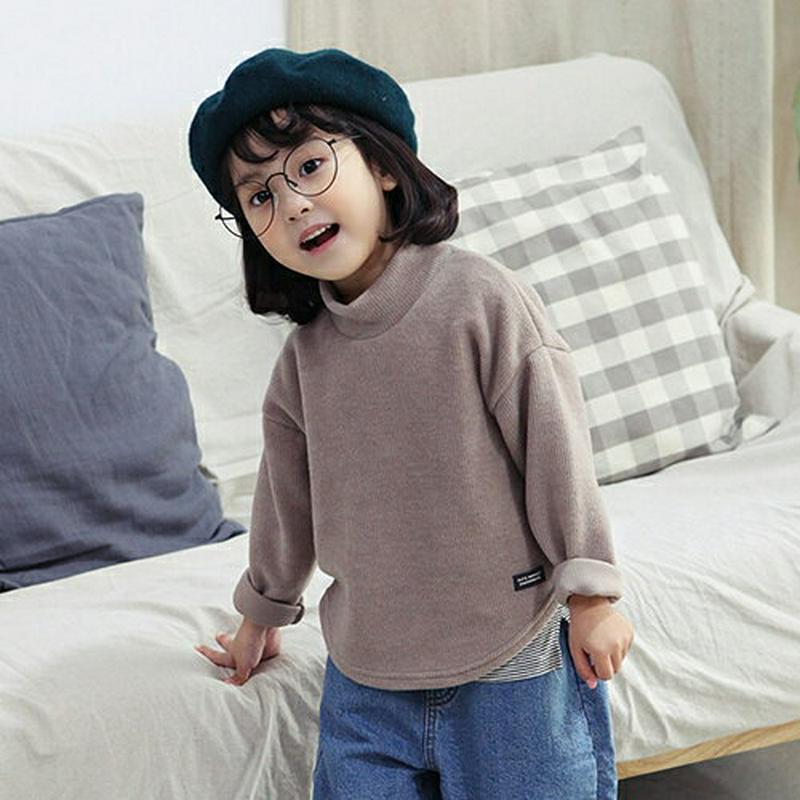 起毛ハーフネックTシャツ・p009917 キッズ【3~8才】【tops】【トップス Tシャツ 長袖 単色 無地 シンプル ハーフネック 起毛 カジュアル ラフ 女の子 男の子 秋 冬 韓国 韓国子供服 子供 こども 子供服 こども服】【KIDS】