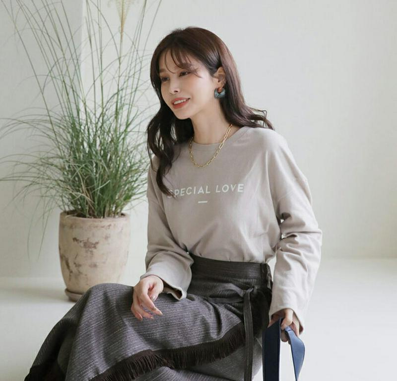 【只今10%OFF】レタリングルーズTシャツ・全3色・t65449 レディース 【tops】【トップス Tシャツ 長袖 ロンT ロゴ ロゴT シンプル カジュアル レタリング ルーズ 春 秋 冬 韓国 ファッション】【ハイホリHIHOLLI】