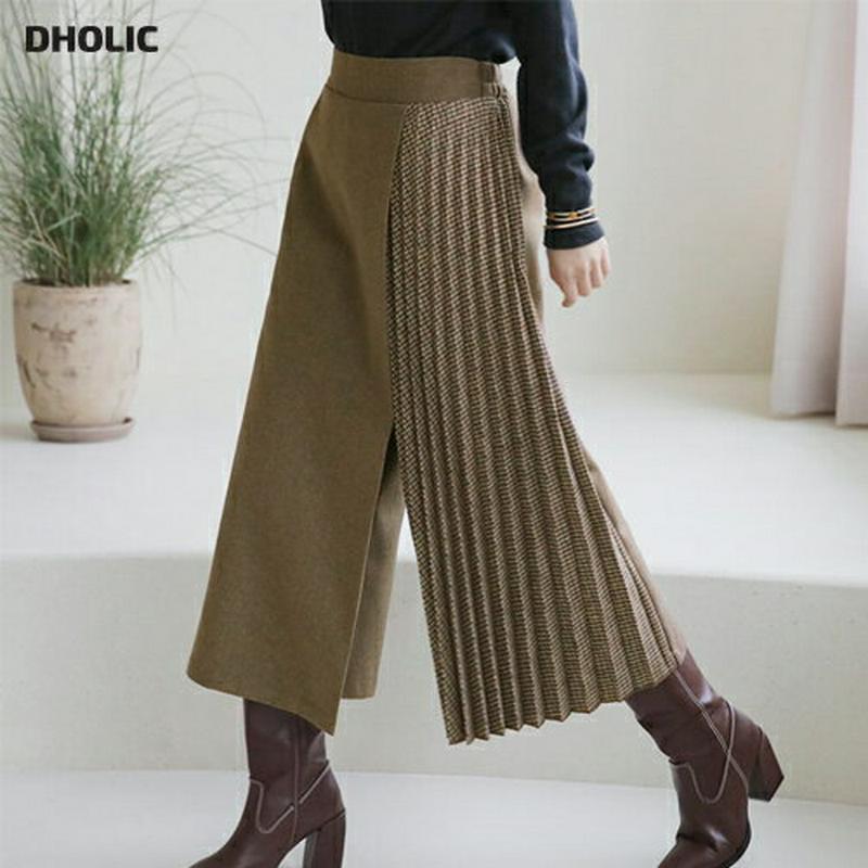 【只今10%OFF】チェック配色プリーツパンツ・全2色・b65436 レディース 【pt】【パンツ ズボン ロングパンツ ワイドパンツ ワイド プリーツ プリーツパンツ チェック柄 シック 大人 ラップデザイン ラップパンツ 秋 冬 韓国 ファッション】【ハイホリHIHOLLI】