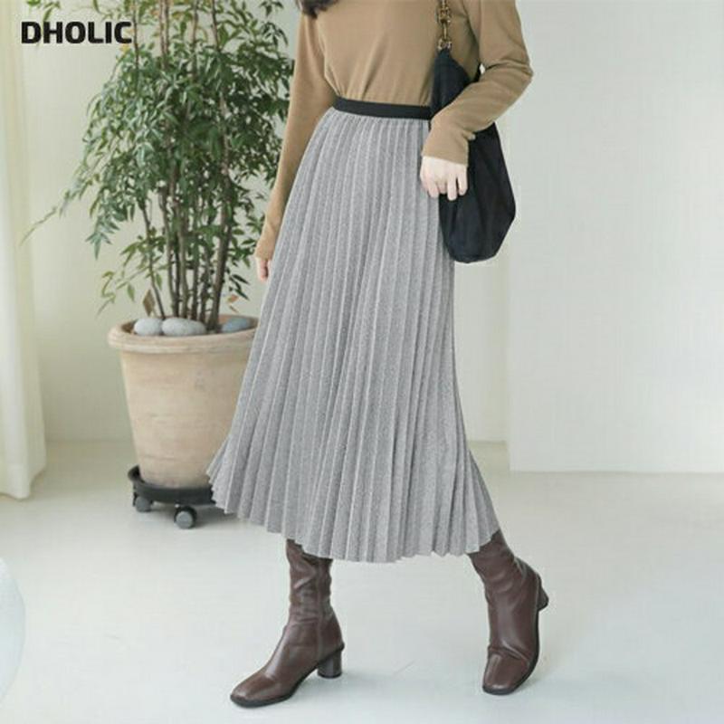 【只今10%OFF】ヘリンボーンプリーツスカート・全2色・b65430 レディース 【sk】【スカート ロング ロングスカート プリーツ プリーツスカート ヘリンボーン 大人 シック ウエストゴム フレア フレアスカート 秋 冬 韓国 ファッション】【ハイホリHIHOLLI】