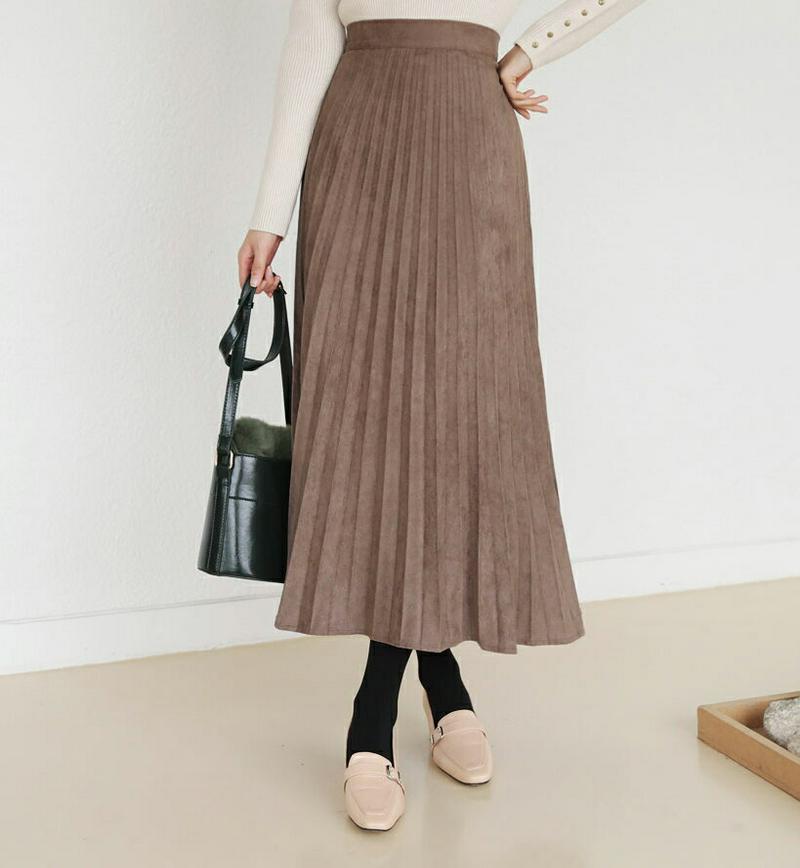 【只今10%OFF】スエード調プリーツスカート・全3色・t61181 レディース 【sk】【スカート ロング ロングスカート プリーツ プリーツスカート スエード 大人 フェミニン 秋 冬 韓国 ファッション】