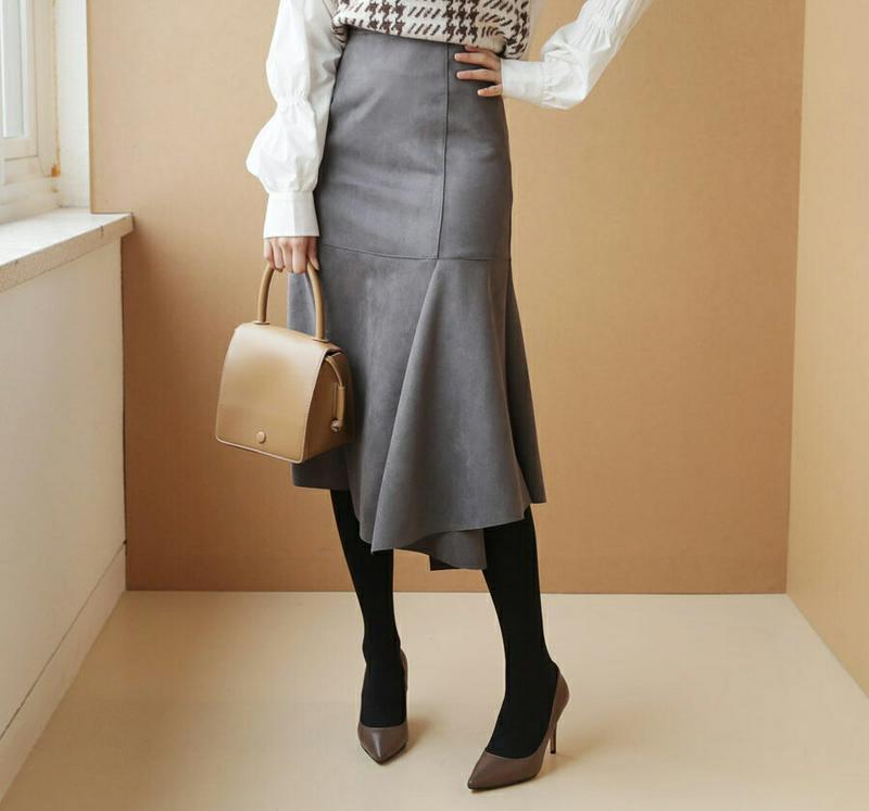 スリットマーメイドスカート・全4色・t61200 レディース 【sk】【スカート ミディ丈 ミディスカート マーメイド マーメイドスカート スリット 単色 無地 シンプル フェミニン かわいい 秋 冬 韓国 ファッション】