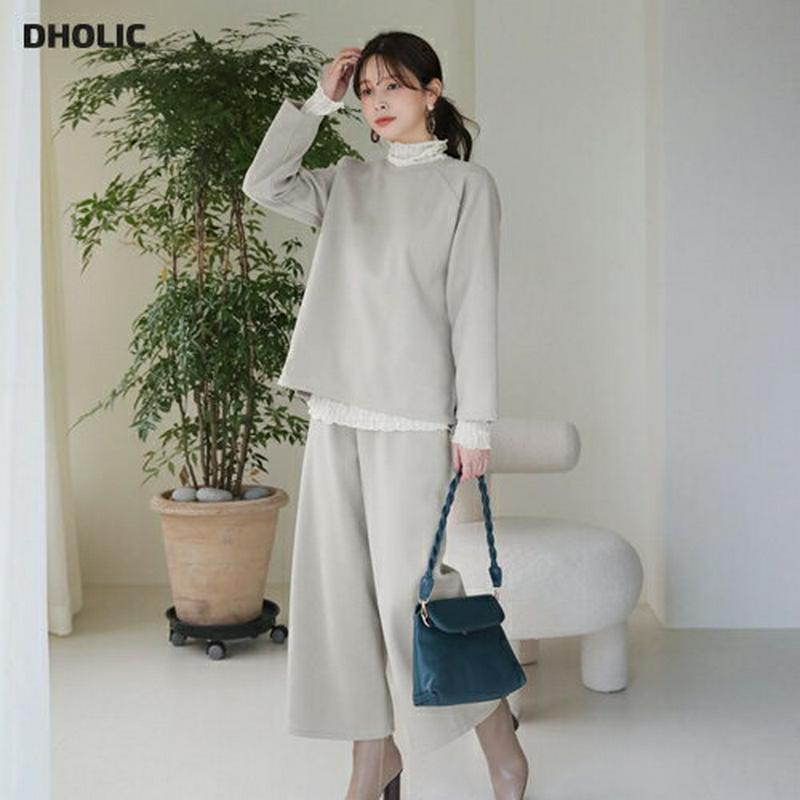 【只今10%OFF】ラグランTシャツ&パンツSET・全4色・t65424 レディース 【pt】【セットアップ setup トップス Tシャツ 長袖 パンツ ズボン 単色 無地 シンプル カジュアル 秋 冬 韓国 ファッション】【ハイホリHIHOLLI】