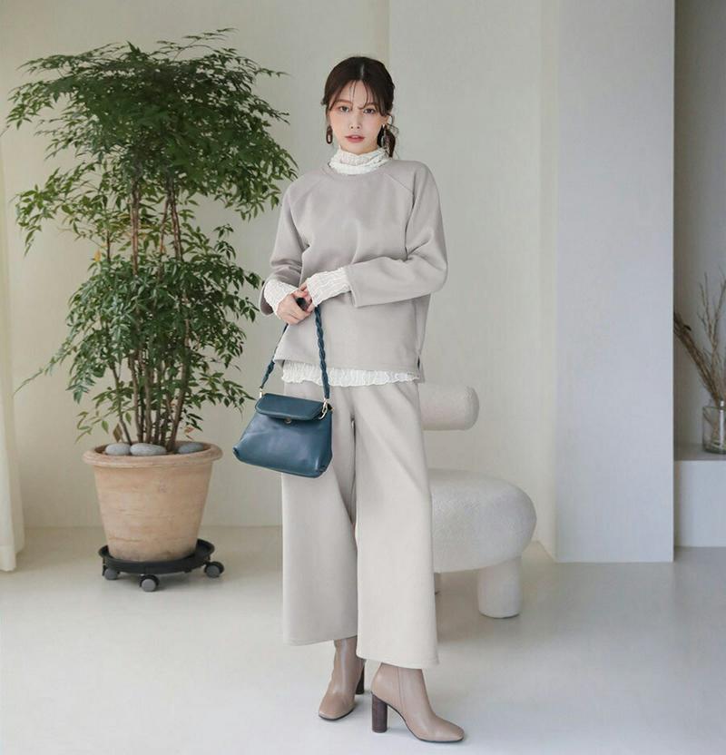 【只今10%OFF】ラグランTシャツ&パンツSET・全4色・t65424 レディース 【pt】【セットアップ setup トップス Tシャツ 長袖 パンツ ズボン 単色 無地 シンプル カジュアル 秋 冬 韓国 ファッション】【ハイホリHIHOLLI】