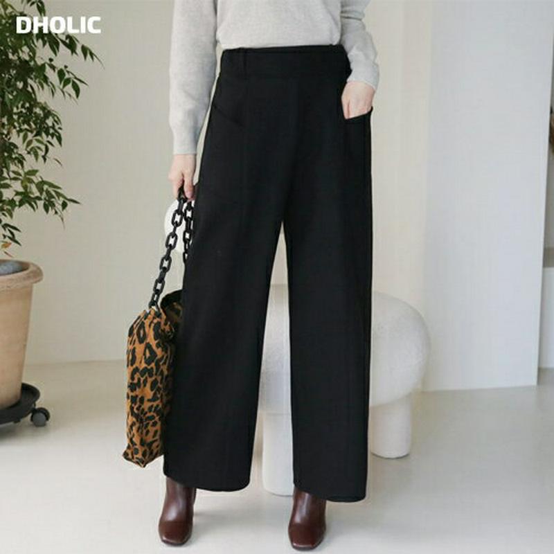 【只今10%OFF】ワイドポケットパンツ・全2色・b65459 レディース 【pt】【パンツ ズボン ロングパンツ ワイド ワイドパンツ 単色 無地 シンプル ベーシック 大人 カジュアル ストレート 秋 冬 韓国 ファッション】【ハイホリHIHOLLI】