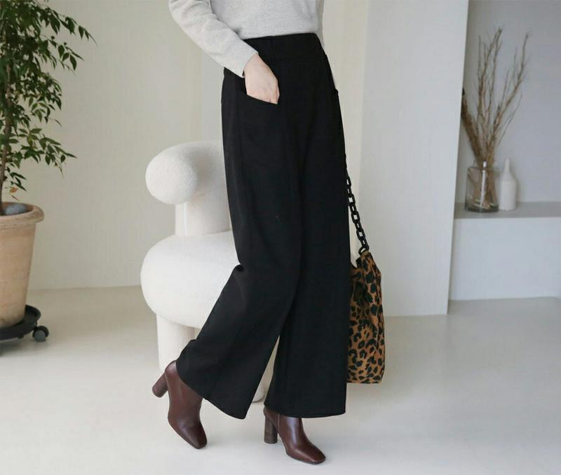 【只今10%OFF】ワイドポケットパンツ・全2色・b65459 レディース 【pt】【パンツ ズボン ロングパンツ ワイド ワイドパンツ 単色 無地 シンプル ベーシック 大人 カジュアル ストレート 秋 冬 韓国 ファッション】【ハイホリHIHOLLI】