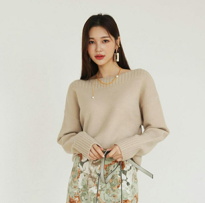 【只今10%OFF】リブボートネックニット・全3色・b61161 レディース 【tops】【トップス ニット ニットトップス 長袖 ボートネック リブ リブトップス 単色 無地 シンプル カジュアル ラフ 秋 冬 韓国 ファッション】