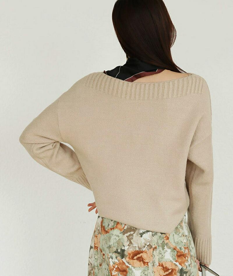 【只今10%OFF】リブボートネックニット・全3色・b61161 レディース 【tops】【トップス ニット ニットトップス 長袖 ボートネック リブ リブトップス 単色 無地 シンプル カジュアル ラフ 秋 冬 韓国 ファッション】