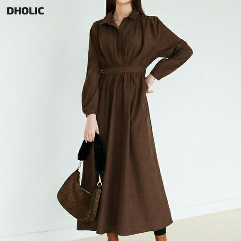 【只今10%OFF】フレアシャツワンピース・全2色・t61171 レディース 【ops】【ワンピース ロング ロングワンピース 長袖 シャツワンピース フレア フレアワンピース 単色 無地 シンプル フェミニン 秋 冬 韓国 ファッション】