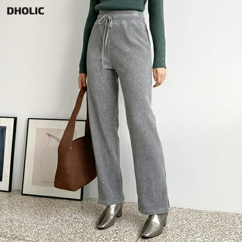 【只今10%OFF】リブスリットパンツ・全3色・t61198 レディース 【pt】【パンツ ズボン ロングパンツ 長ズボン スリット リブ リブパンツ 単色 無地 シンプル カジュアル ワイド ラフ 秋 冬 韓国 ファッション】