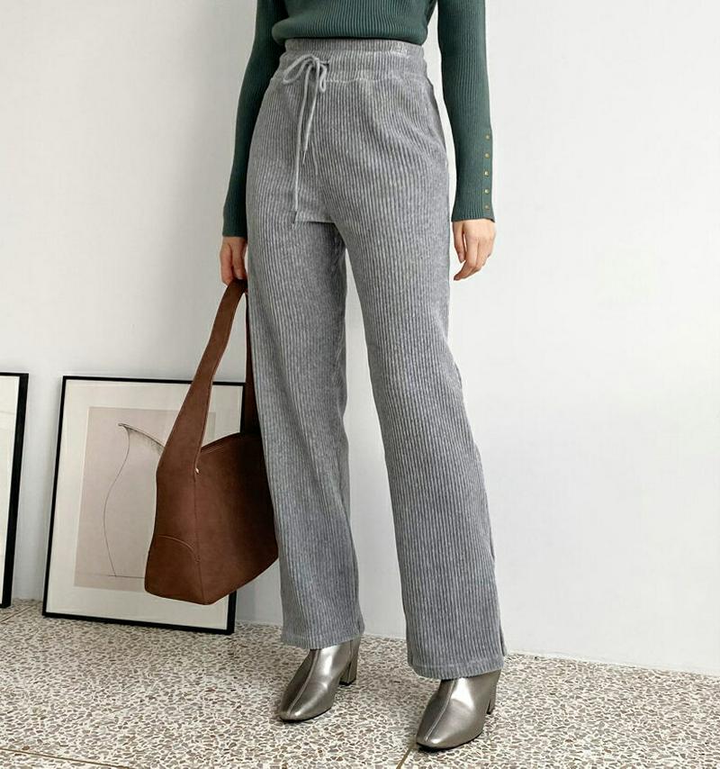 【只今10%OFF】リブスリットパンツ・全3色・t61198 レディース 【pt】【パンツ ズボン ロングパンツ 長ズボン スリット リブ リブパンツ 単色 無地 シンプル カジュアル ワイド ラフ 秋 冬 韓国 ファッション】