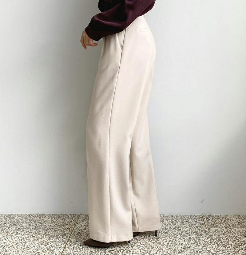 【只今10%OFF】裏起毛ワイドスラックス・全3色・t61186 レディース 【pt】【スラックス パンツ ズボン ロングパンツ ワイドスラックス ワイド 裏起毛 単色 無地 シンプル オフィスカジュアル 裏起毛 冬 韓国 ファッション】