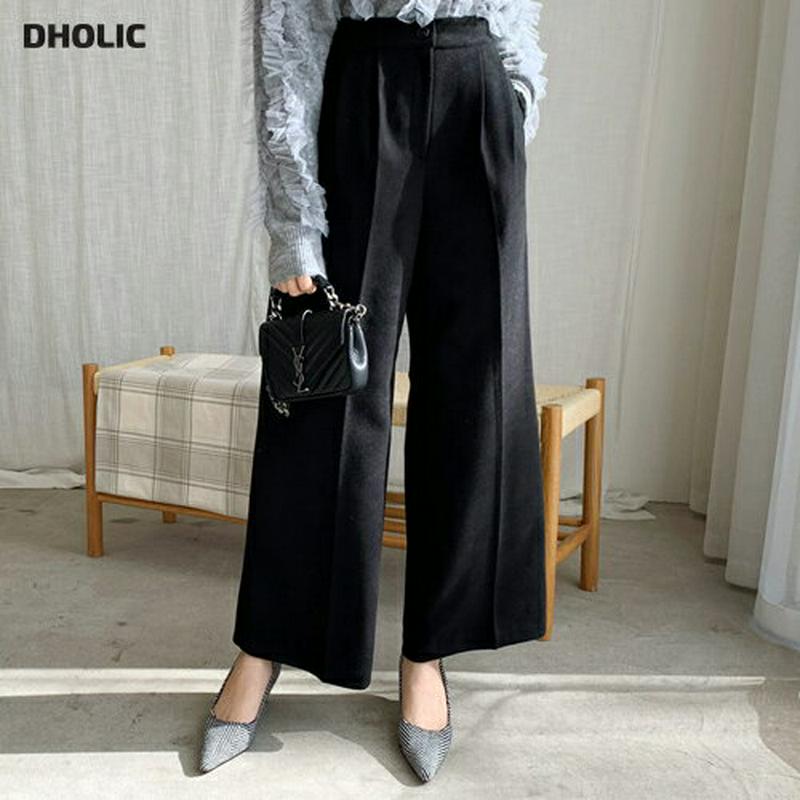 【只今10%OFF】ツータックスラックス・全2色・t61989 レディース 【pt】【韓国 ファッション ボトムス スラックス パンツ ロング フルレングス 10分丈 十分丈 ワイド ストレート ハイウエスト 脚長 細見え 着痩せ 効果 オフィス 職場 仕事 大人 カジュアル 秋 冬】