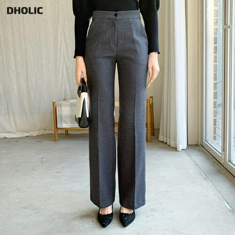 【只今10%OFF】ブーツカットスラックス・全2色・b61988 レディース 【pt】【韓国 ファッション ボトムス パンツ ロング セミブーツカット スリム 細身 タイト スラックス ハイウエスト 仕事 職場 オフィス オフィスカジュアル フルレングス 10分丈 十分丈 カジュアル 秋 冬】