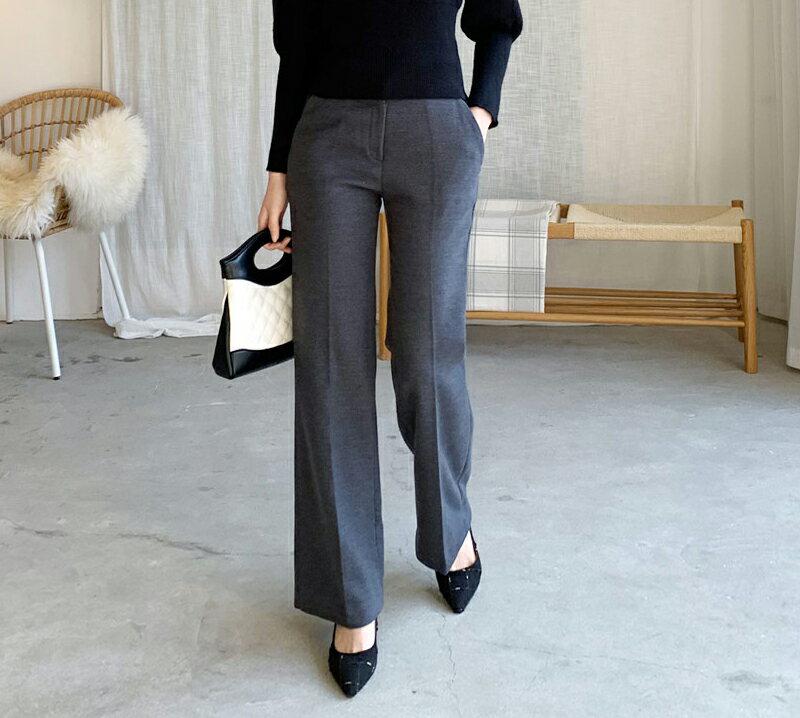 【只今10%OFF】ブーツカットスラックス・全2色・b61988 レディース 【pt】【韓国 ファッション ボトムス パンツ ロング セミブーツカット スリム 細身 タイト スラックス ハイウエスト 仕事 職場 オフィス オフィスカジュアル フルレングス 10分丈 十分丈 カジュアル 秋 冬】