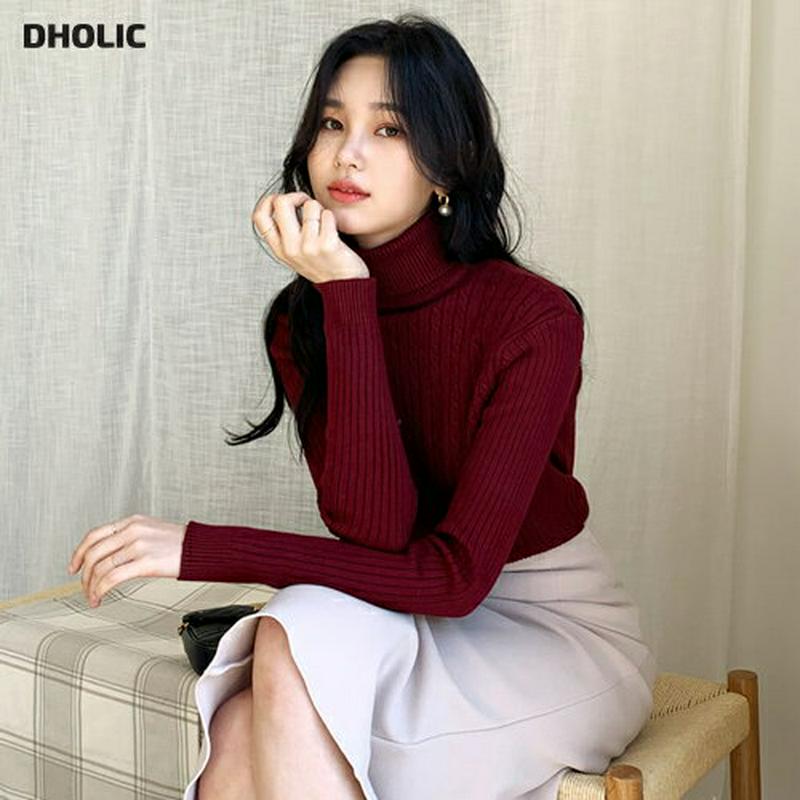 【只今10%OFF】ツイストタートルニット・全3色・b61958 レディース 【tops】【韓国 ファッション トップス ニット ハイネック 長袖 リブニット スリム 細身 タイト デイリー インナー レイヤード カジュアル 秋 冬】