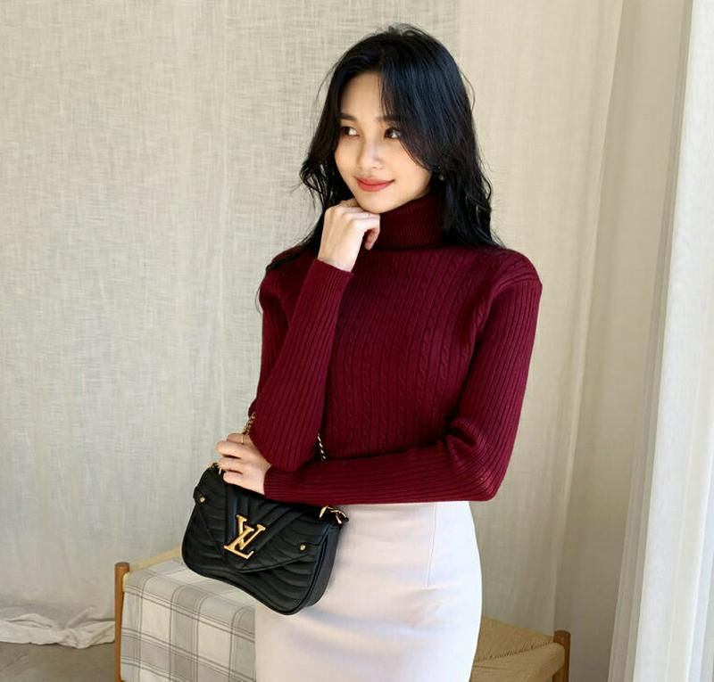 【只今10%OFF】ツイストタートルニット・全3色・b61958 レディース 【tops】【韓国 ファッション トップス ニット ハイネック 長袖 リブニット スリム 細身 タイト デイリー インナー レイヤード カジュアル 秋 冬】