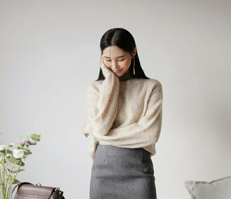 【新作10%OFF】メランジクロップドニット・全4色・t61208 レディース 【tops】【韓国 ファッション トップス ニット ラウンドネック 長袖 ロングスリーブ ルーズ ゆったり ドロップショルダー 毛羽立ち 毛糸 ふわふわ 無地 デイリー カジュアル 秋 冬】