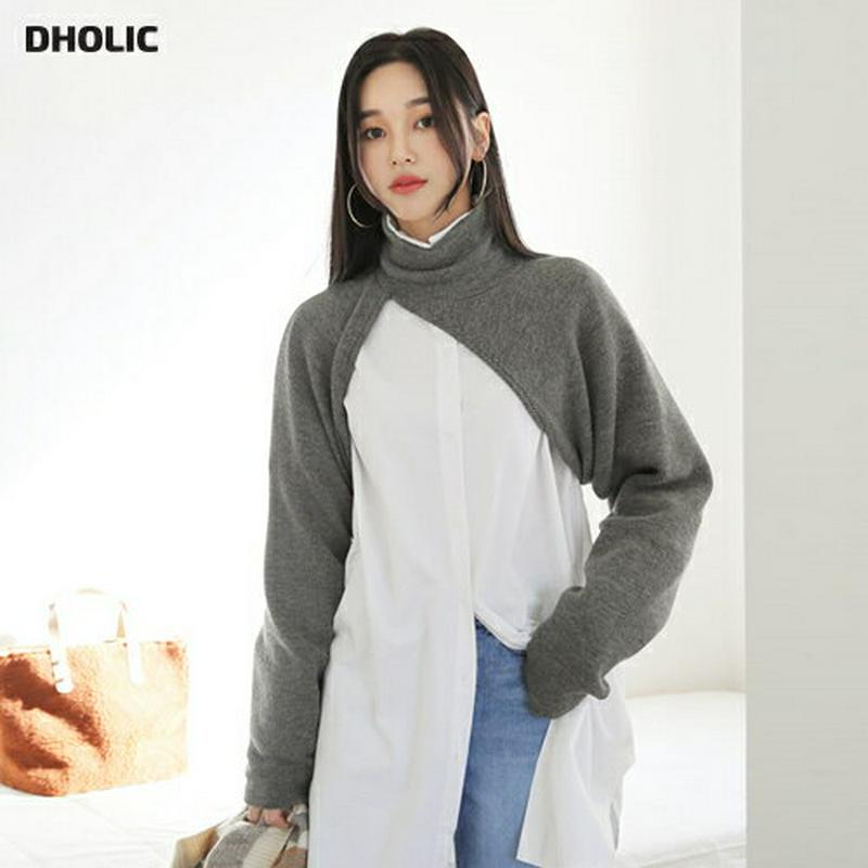 【新作10%OFF】スリットタートルTシャツ・全3色・t61207 レディース 【tops】【韓国 ファッション トップス Tシャツ カットソー ハイネック 無地 カット アシンメトリー アシメ アンバランス アームウォーマー カジュアル 秋 冬】