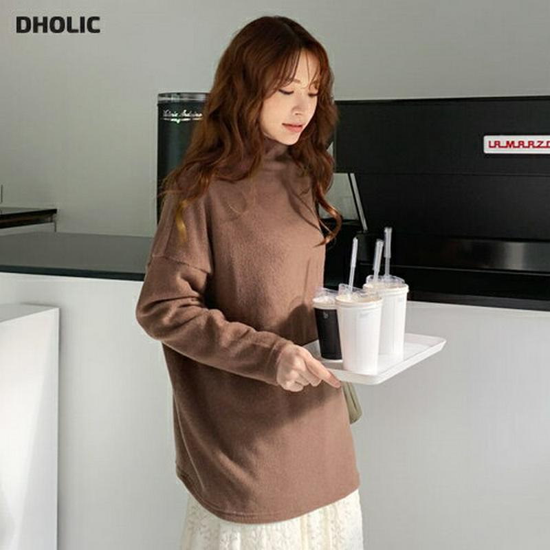 【只今10%OFF】ルーズボトルネッククニット・全4色・b65669 レディース 【tops】【トップス ニット ニットトップス 長袖 単色 無地 シンプル ボトルネック ハイネック ルーズ ゆったり カジュアル 秋 冬 韓国 ファッション】【ハイホリHIHOLLI】