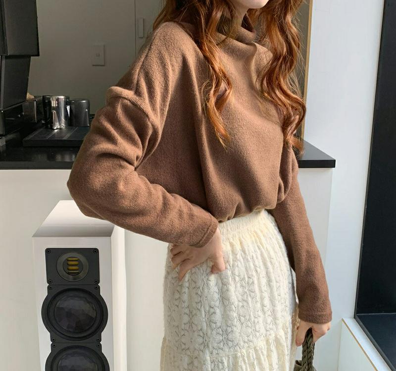 【只今10%OFF】ルーズボトルネッククニット・全4色・b65669 レディース 【tops】【トップス ニット ニットトップス 長袖 単色 無地 シンプル ボトルネック ハイネック ルーズ ゆったり カジュアル 秋 冬 韓国 ファッション】【ハイホリHIHOLLI】
