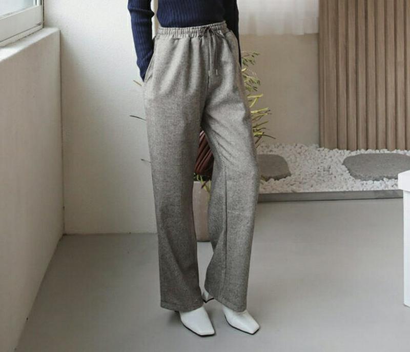 【新作10%OFF】ヘリンボーンワイドパンツ・全3色・a65621 レディース 【pt】【ワイドパンツ パンツ ズボン ロングパンツ ワイド ヘリンボーン 大人 シック ウエストゴム ストリング 秋 冬 韓国 ファッション】【ハイホリHIHOLLI】