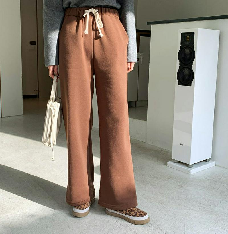 【新作10%OFF】裏起毛ウエストゴムパンツ・全4色・b65590 レディース 【pt】【パンツ ズボン ロングパンツ ウエストゴム 裏起毛 単色 無地 シンプル カジュアル 大人 ラフ 冬 韓国 ファッション】【ハイホリHIHOLLI】