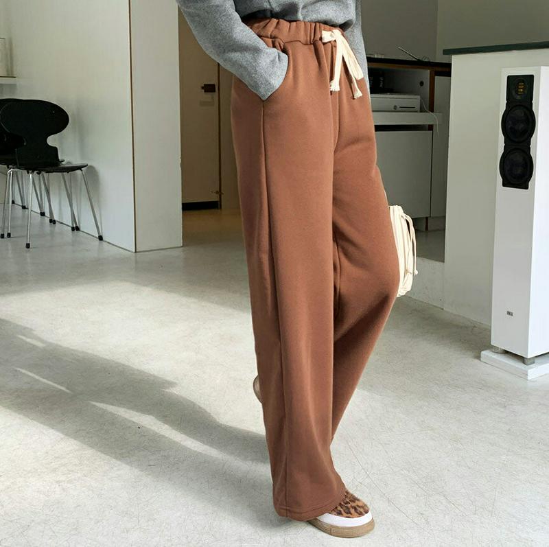 【新作10%OFF】裏起毛ウエストゴムパンツ・全4色・b65590 レディース 【pt】【パンツ ズボン ロングパンツ ウエストゴム 裏起毛 単色 無地 シンプル カジュアル 大人 ラフ 冬 韓国 ファッション】【ハイホリHIHOLLI】