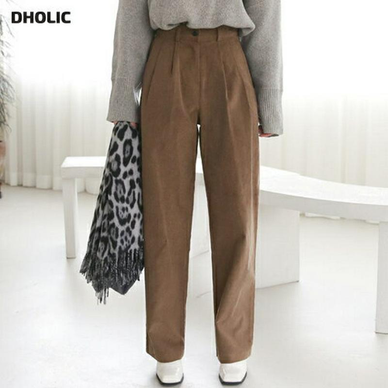 【新作10%OFF】コーデュロイボタンパンツ・全2色・t65591 レディース 【pt】【パンツ ズボン ロングパンツ コーデュロイ シンプル カジュアル ツータック ワイド 秋 冬 韓国 ファッション】【ハイホリHIHOLLI】