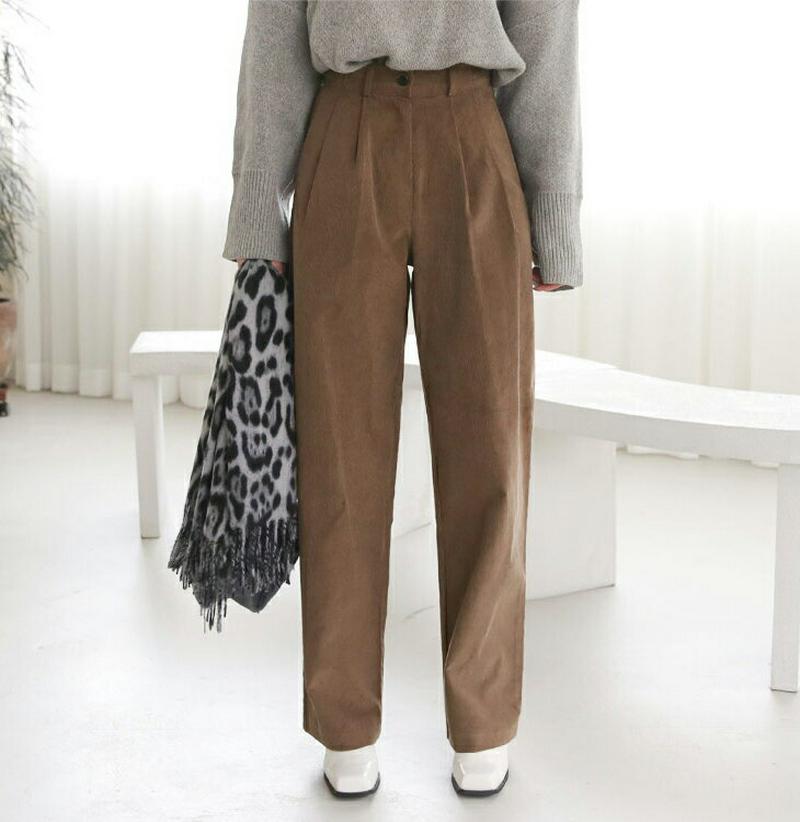 【新作10%OFF】コーデュロイボタンパンツ・全2色・t65591 レディース 【pt】【パンツ ズボン ロングパンツ コーデュロイ シンプル カジュアル ツータック ワイド 秋 冬 韓国 ファッション】【ハイホリHIHOLLI】