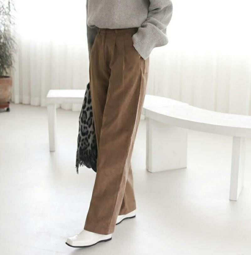 【新作10%OFF】コーデュロイボタンパンツ・全2色・t65591 レディース 【pt】【パンツ ズボン ロングパンツ コーデュロイ シンプル カジュアル ツータック ワイド 秋 冬 韓国 ファッション】【ハイホリHIHOLLI】