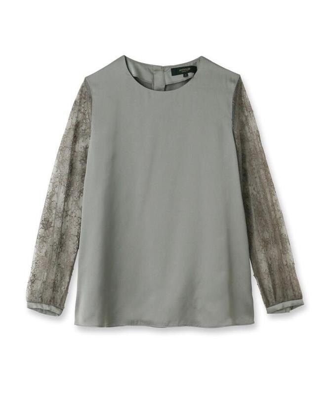 リッシュサテン袖レースブラウス