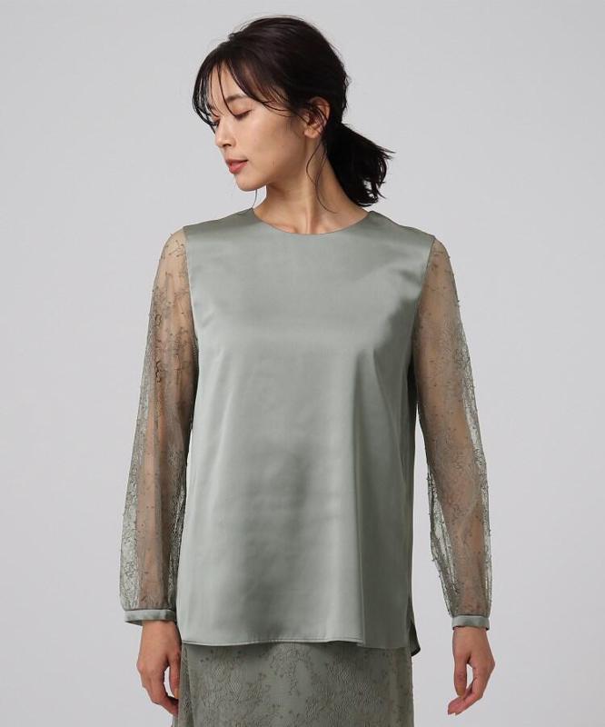 リッシュサテン袖レースブラウス