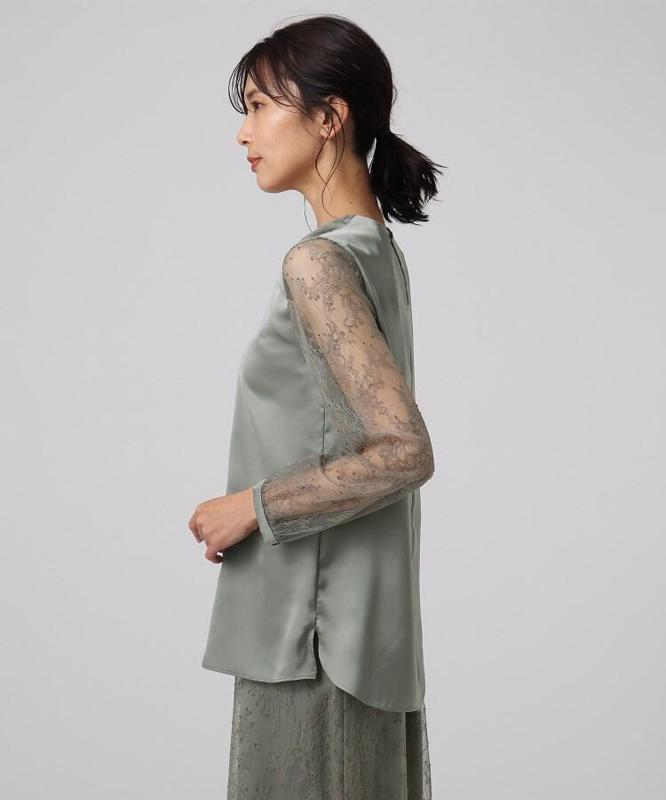 リッシュサテン袖レースブラウス