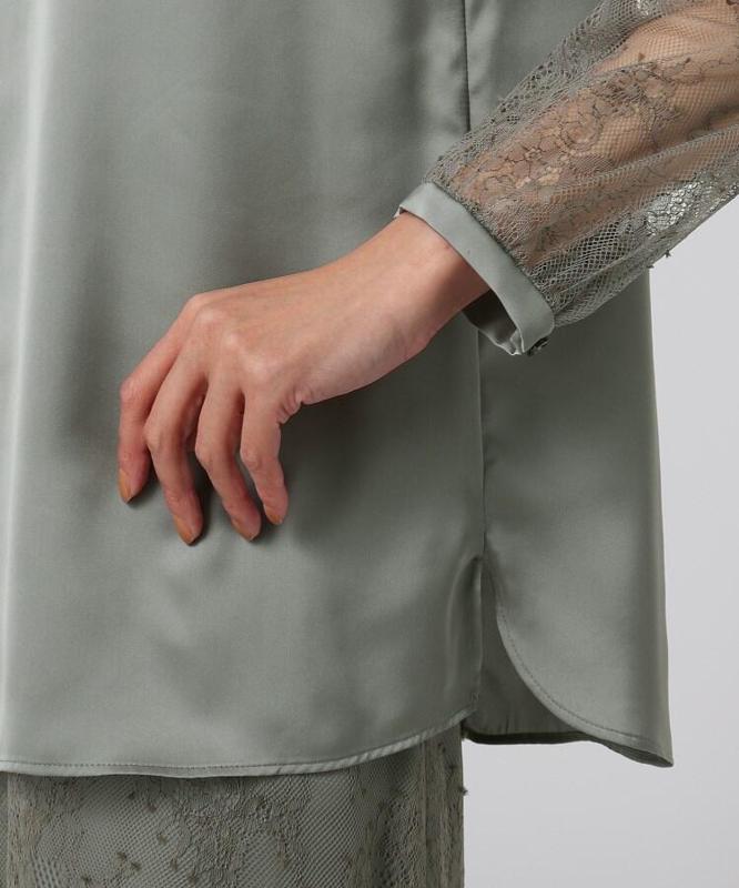 リッシュサテン袖レースブラウス