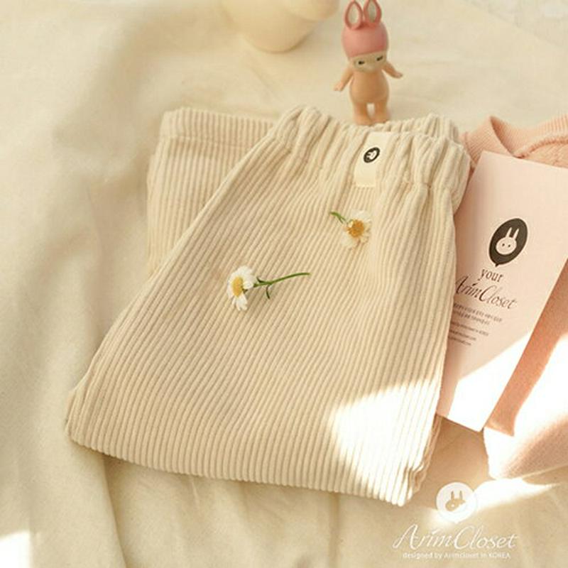 コットンコーデュロイパンツ・p009832 キッズ【0~2才】【pt】【パンツ ズボン ロングパンツ コーデュロイ コットン 綿 単色 無地 シンプル カジュアル 女の子 男の子 秋 冬 韓国 韓国子供服 子供 こども 子供服 こども服】【KIDS】