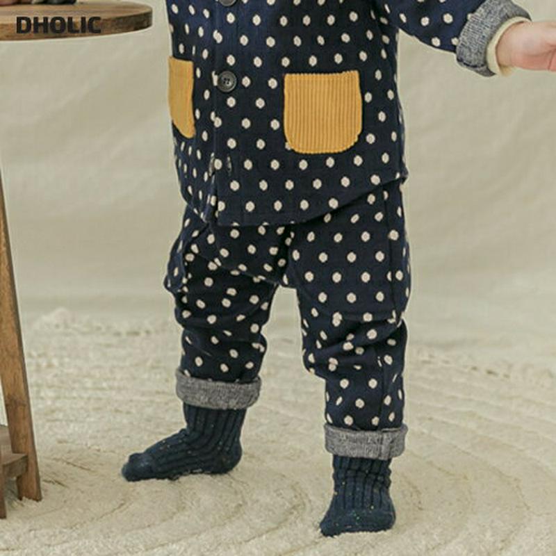 ドットコーデュロイパンツ(navy)・p010032 キッズ【0~2才】【pt】【パンツ ズボン ロングパンツ 長ズボン コーデュロイ ドット柄 カジュアル ラフ かわいい 可愛い 女の子 男の子 秋 冬 韓国 韓国子供服 子供 こども 子供服 こども服】【KIDS】
