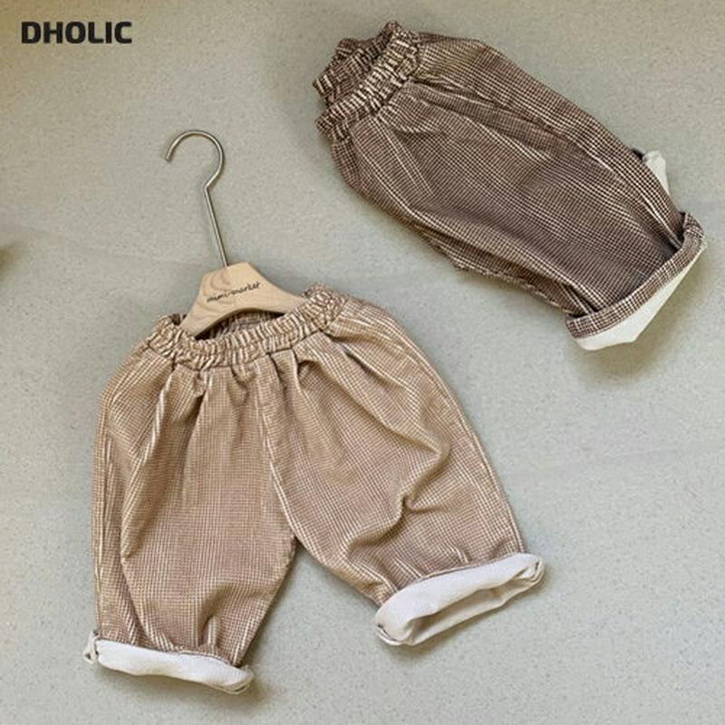 【キッズ30%OFF】両起毛ミニチェックパンツ・p009596 キッズ【0~2才】【pt】【パンツ ズボン ロングパンツ チェック柄 裏起毛 起毛 両起毛 長ズボン カジュアル ラフ 女の子 男の子 冬 韓国 韓国子供服 子供 こども 子供服 こども服】【KIDS】