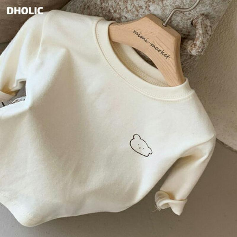 【キッズ30%OFF】ベアーフリースTシャツ・p009588 キッズ【0~2才】【tops】【トップス Tシャツ 長袖 ロンT クマ くま 動物 シンプル カジュアル ラフ 女の子 男の子 秋 冬 韓国 韓国子供服 子供 こども 子供服 こども服】【KIDS】