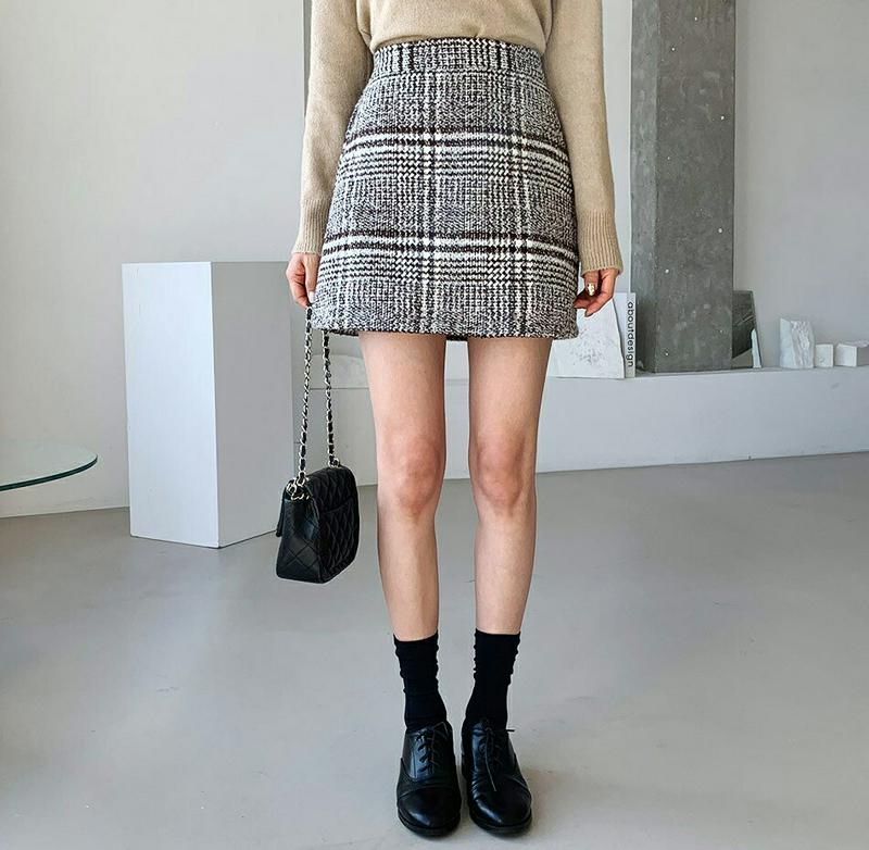 【只今10%OFF】ツイードショートスカートパンツ・全3色・t64644 レディース 【sk】【韓国 ファッション ボトムス パンツ スカート ミニスカート ミニ ショート キュロット 台型 Hライン グレンチェック ビンテージ カジュアル 秋 冬】