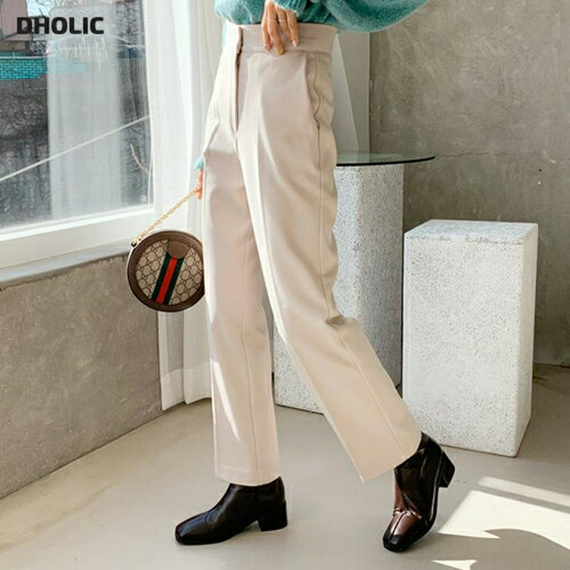 【只今10%OFF】裏起毛ホックスラックス・全3色・b64614 レディース 【pt】【韓国 ファッション ボトムス パンツ ロング フルレングス 10分丈 十分丈 ストレート ハイウエスト スリム 無地 オフィス 仕事 職場 フォーマル カジュアル 秋 冬】