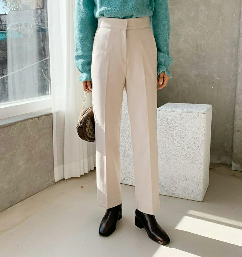 【只今10%OFF】裏起毛ホックスラックス・全3色・b64614 レディース 【pt】【韓国 ファッション ボトムス パンツ ロング フルレングス 10分丈 十分丈 ストレート ハイウエスト スリム 無地 オフィス 仕事 職場 フォーマル カジュアル 秋 冬】