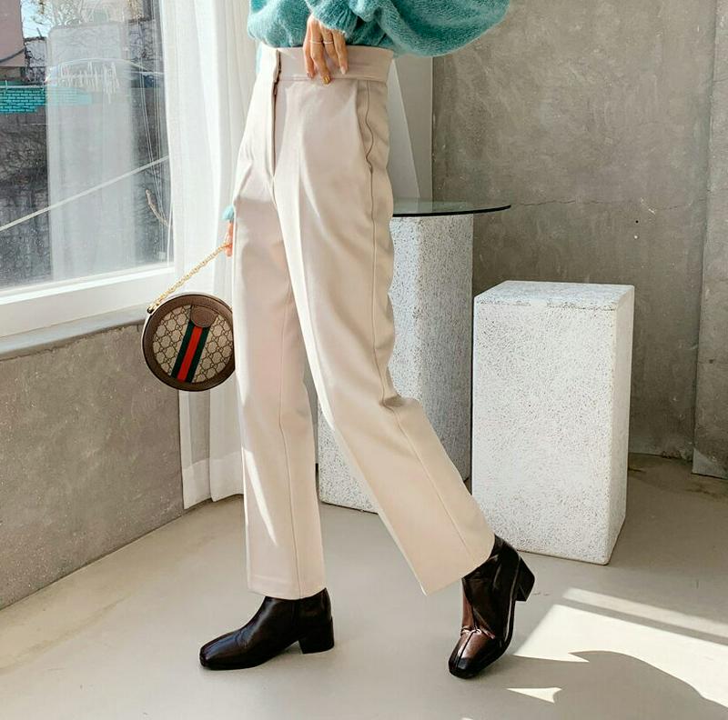 【只今10%OFF】裏起毛ホックスラックス・全3色・b64614 レディース 【pt】【韓国 ファッション ボトムス パンツ ロング フルレングス 10分丈 十分丈 ストレート ハイウエスト スリム 無地 オフィス 仕事 職場 フォーマル カジュアル 秋 冬】