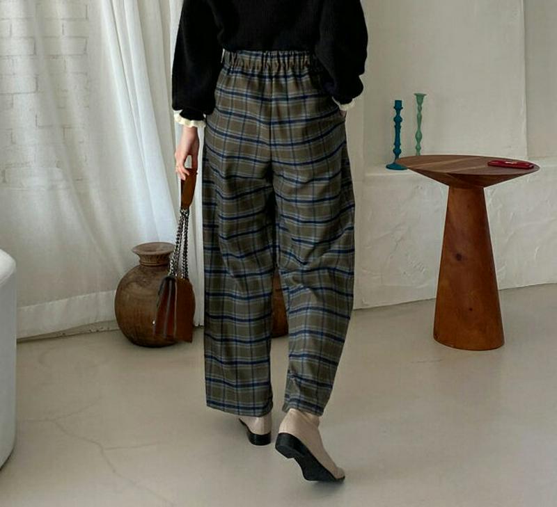 【只今10%OFF】チェックワイドパンツ・全3色・t64616 レディース 【pt】【韓国 ファッション ボトムス パンツ ロング フルレングス 10分丈 十分丈 ハイウエスト ワイド スカンツ スカーチョ 美脚 脚長 細見え 高価 体型カバー パターン 柄 カジュアル 秋 冬】