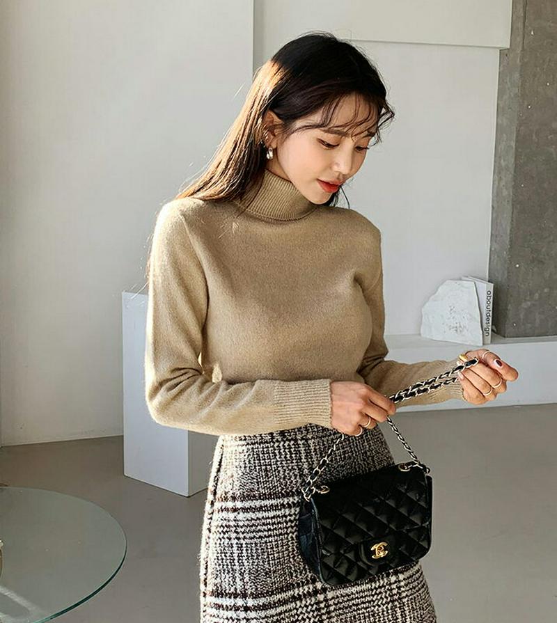 【只今10%OFF】タートルニット・全4色・t64606 レディース 【tops】【韓国 ファッション トップス ハイネック　長袖 スリム 細身 無地 デイリー シンプル ハイゲージ カジュアル 秋 冬】