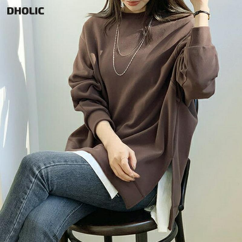 【只今10%OFF】ステッチダイアゴナルTシャツ・全4色・t65671 レディース 【tops】【トップス Tシャツ 長袖 ダイアゴナル ステッチ 単色 無地 シンプル カジュアル ラフ 秋 冬 韓国 ファッション】【ハイホリHIHOLLI】