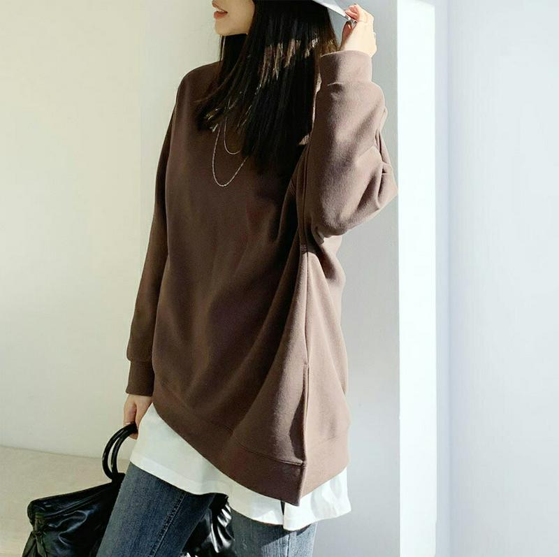 【只今10%OFF】ステッチダイアゴナルTシャツ・全4色・t65671 レディース 【tops】【トップス Tシャツ 長袖 ダイアゴナル ステッチ 単色 無地 シンプル カジュアル ラフ 秋 冬 韓国 ファッション】【ハイホリHIHOLLI】