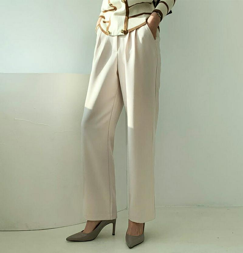 【只今10%OFF】バックゴムスラックス・全5色・t65699 レディース 【pt】【スラックス パンツ ズボン ロングパンツ 単色 無地 シンプル ベーシック オフィスカジュアル 水色 ワイド 秋 冬 韓国 ファッション】【ハイホリHIHOLLI】